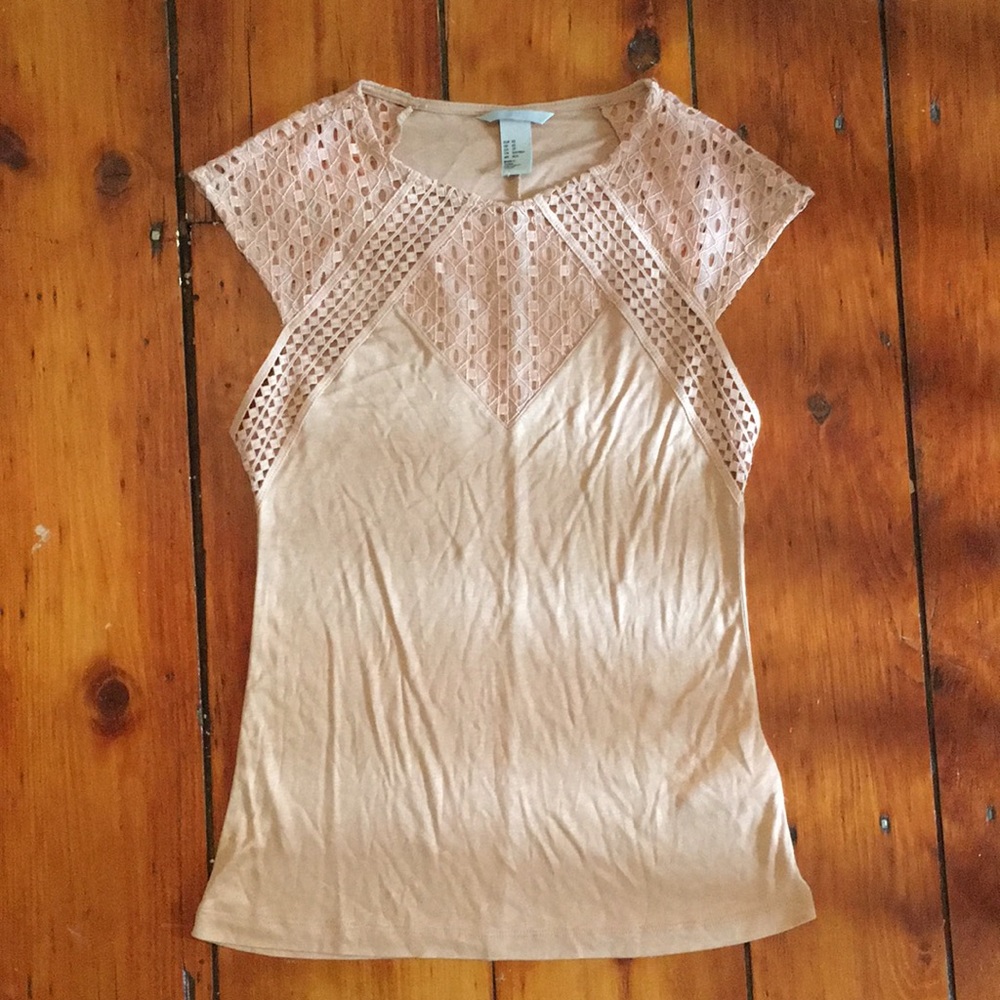 Light pink open lace tank